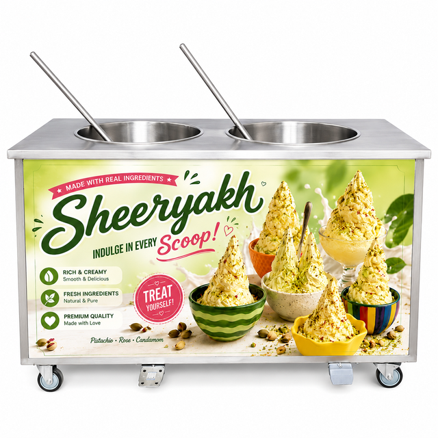 Large Capacity Afghan Sheeryakh Machine Double Cylinder Ice Cream Freezer