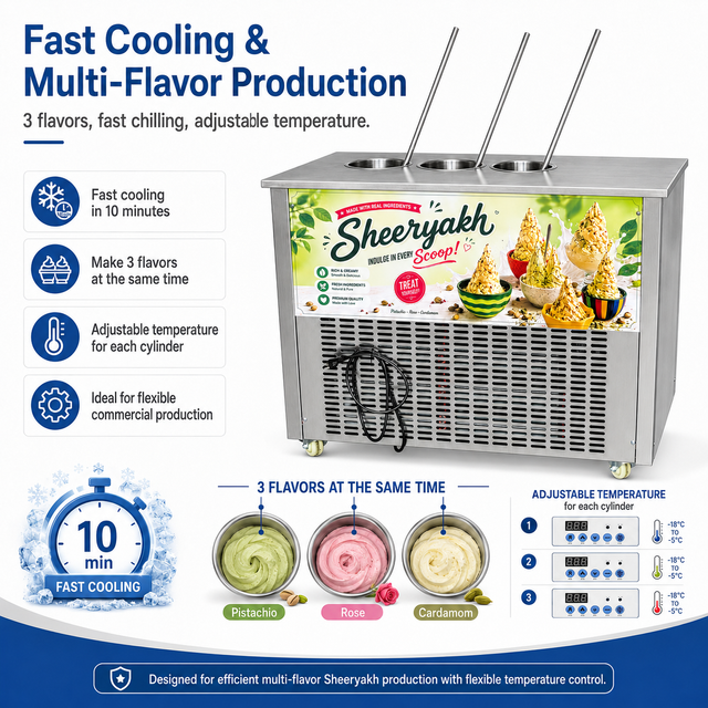 Triple Cylinder Arabic Booza Ice Cream Maker Commercial Freezing Machine