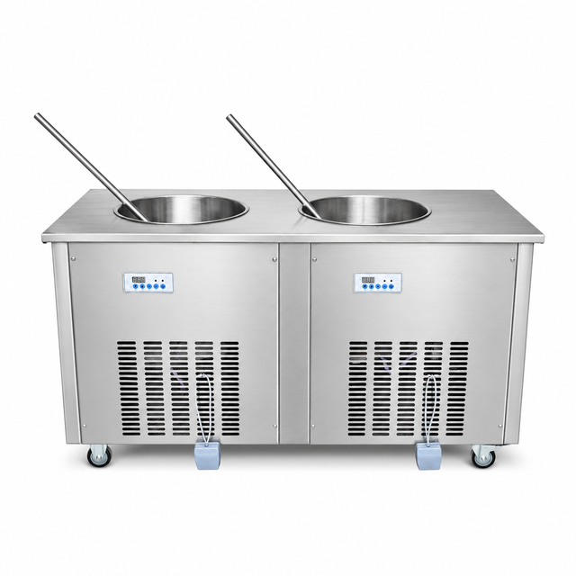 Commercial Hard Ice Cream Freezer Dual Barrel Stainless Steel Machine